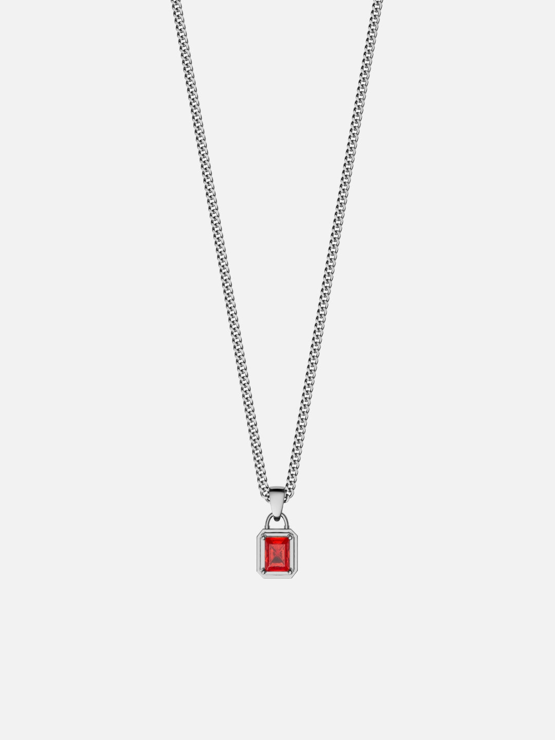 CORRENTE DE PEDRA PRECIOSA VERMELHA | Prata