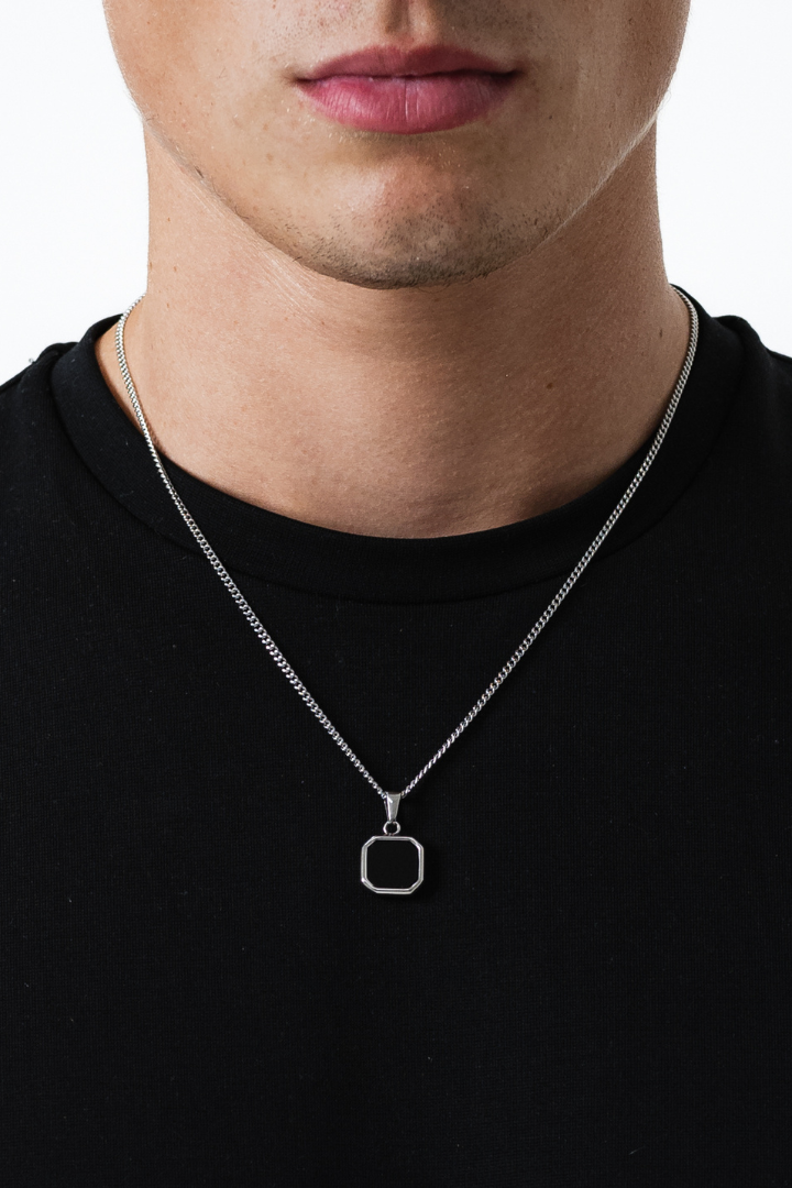 Stone Black Pendant (Silver)